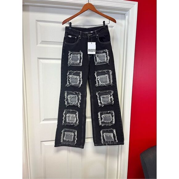 The Ragged Priest Dollz Kill Rubic Charcoal Distressed Square Baggy Jeans sz 30 - Picture 4 of 12
